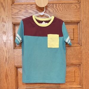 Tea Collection Color Block Tee - Teal, Maroon, Yellow